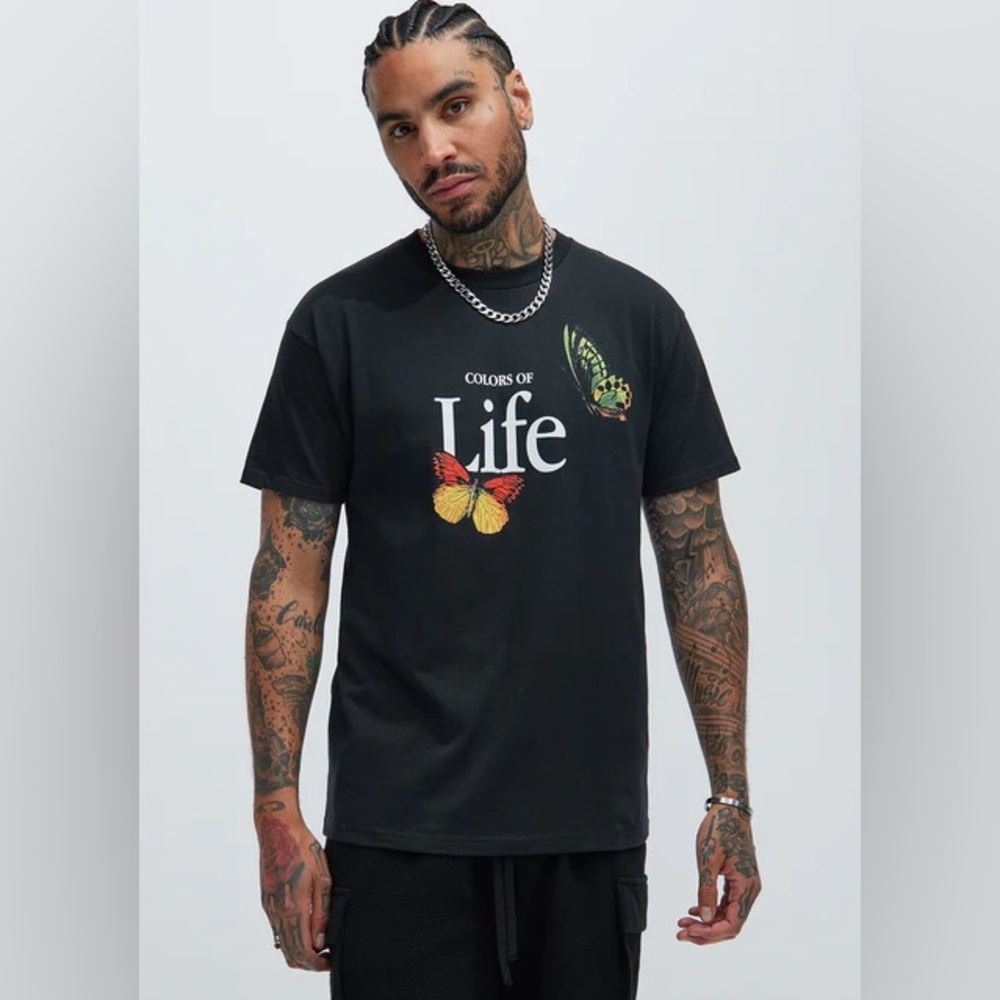 Fashion Nova Black Tee with Butterfly
